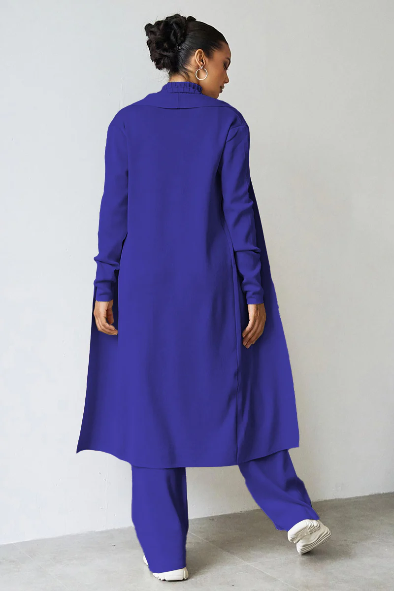 Turtle Neck Tank & Wide Leg Trousers with Cardigan Three-Piece Set - Image 13