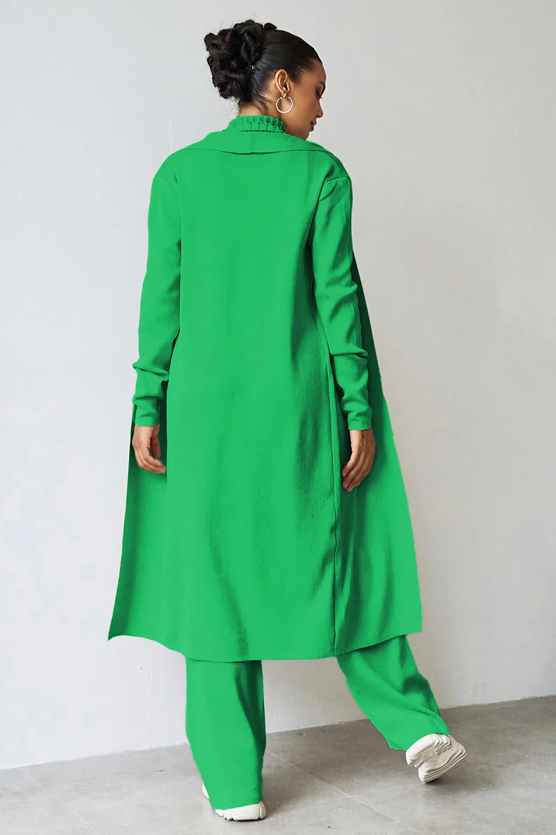 Turtle Neck Tank & Wide Leg Trousers with Cardigan Three-Piece Set - Image 15