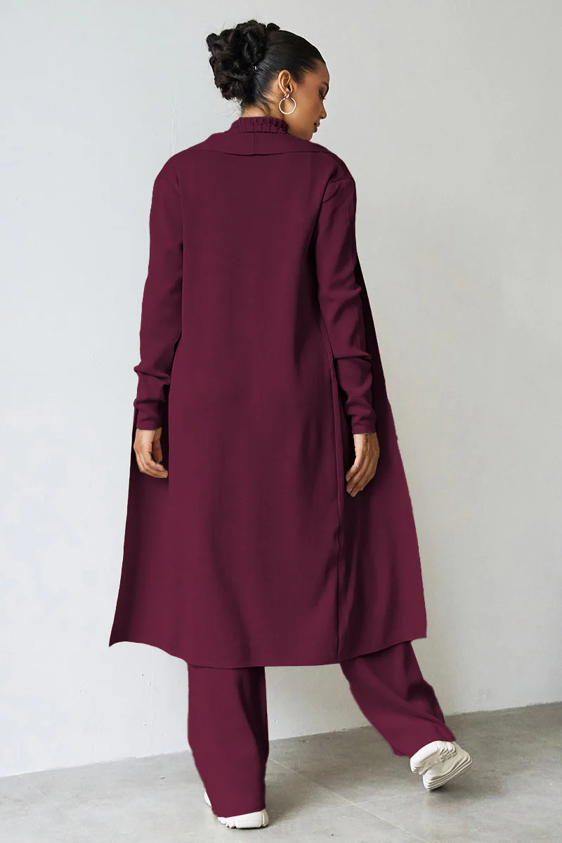 Turtle Neck Tank & Wide Leg Trousers with Cardigan Three-Piece Set - Image 16