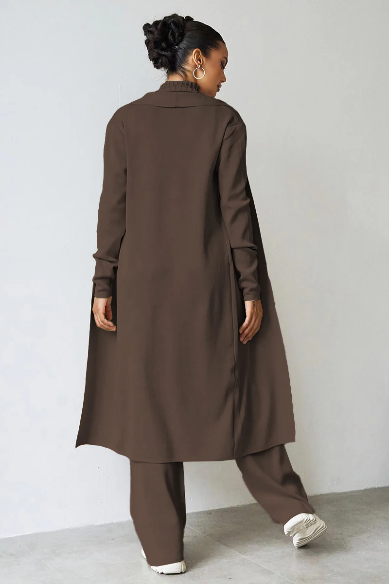 Turtle Neck Tank & Wide Leg Trousers with Cardigan Three-Piece Set - Image 17