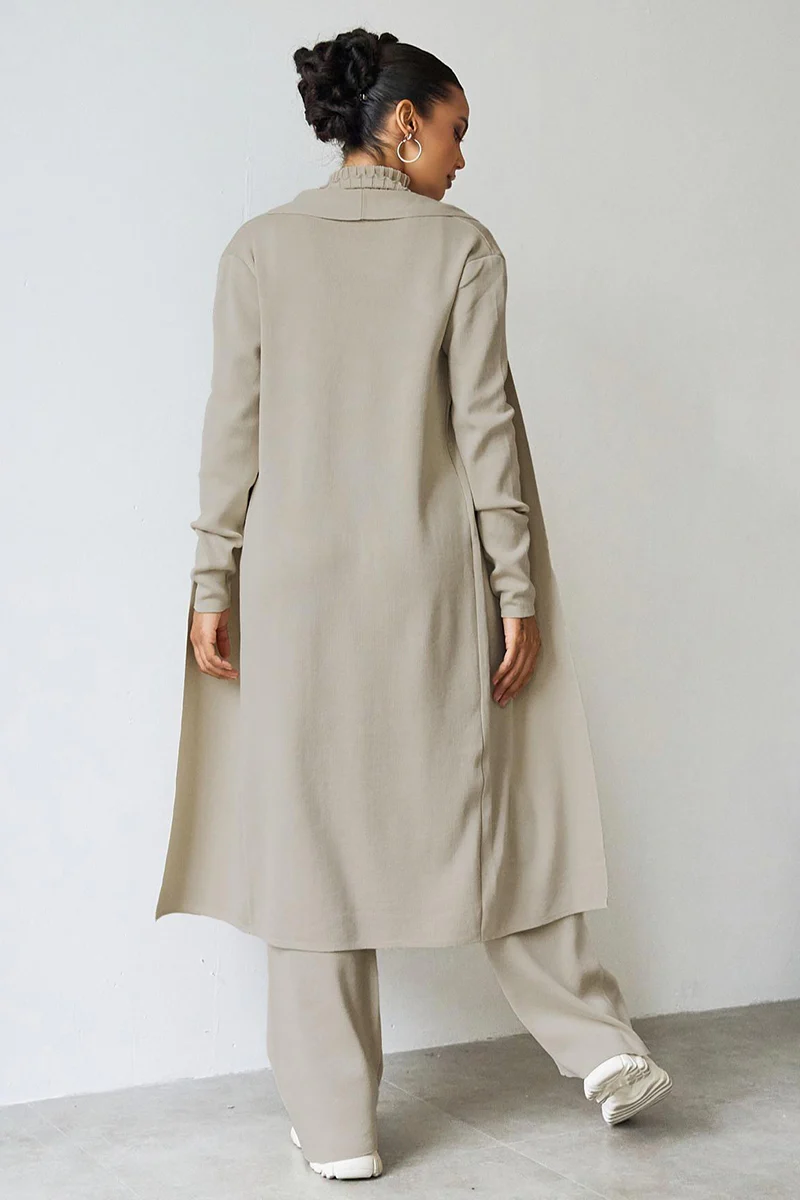 Turtle Neck Tank & Wide Leg Trousers with Cardigan Three-Piece Set - Image 6