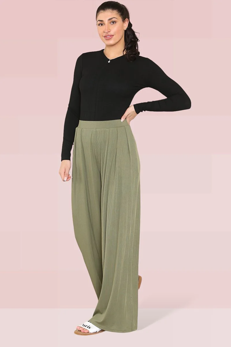Versatile High Waist Loose Drape Wide Leg Trousers - Image 3