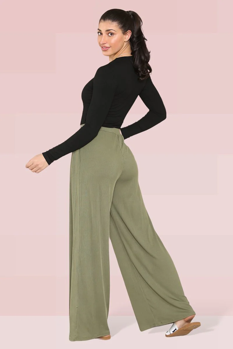 Versatile High Waist Loose Drape Wide Leg Trousers - Image 4