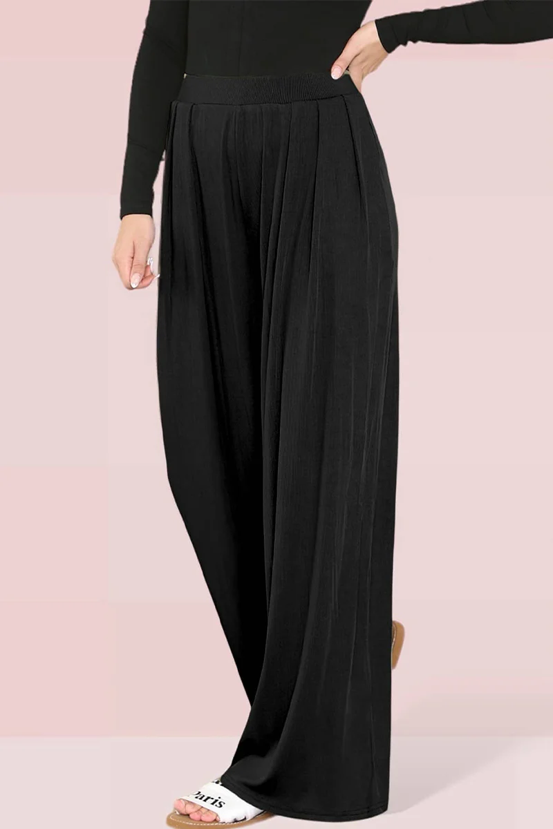 Versatile High Waist Loose Drape Wide Leg Trousers - Image 6