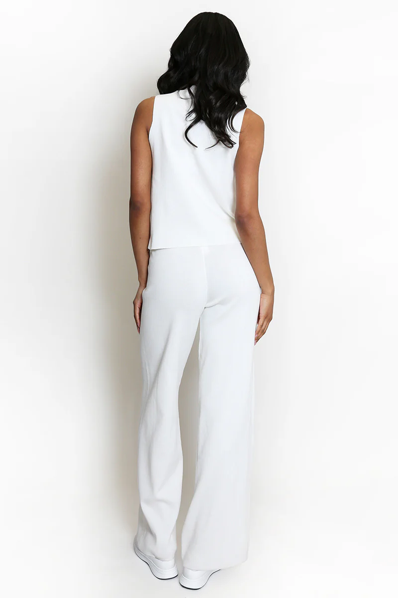 Katchme V Neck Gold Button Decor Loose Tank Top & Wide Leg Trousers Co-ord Set - Image 10