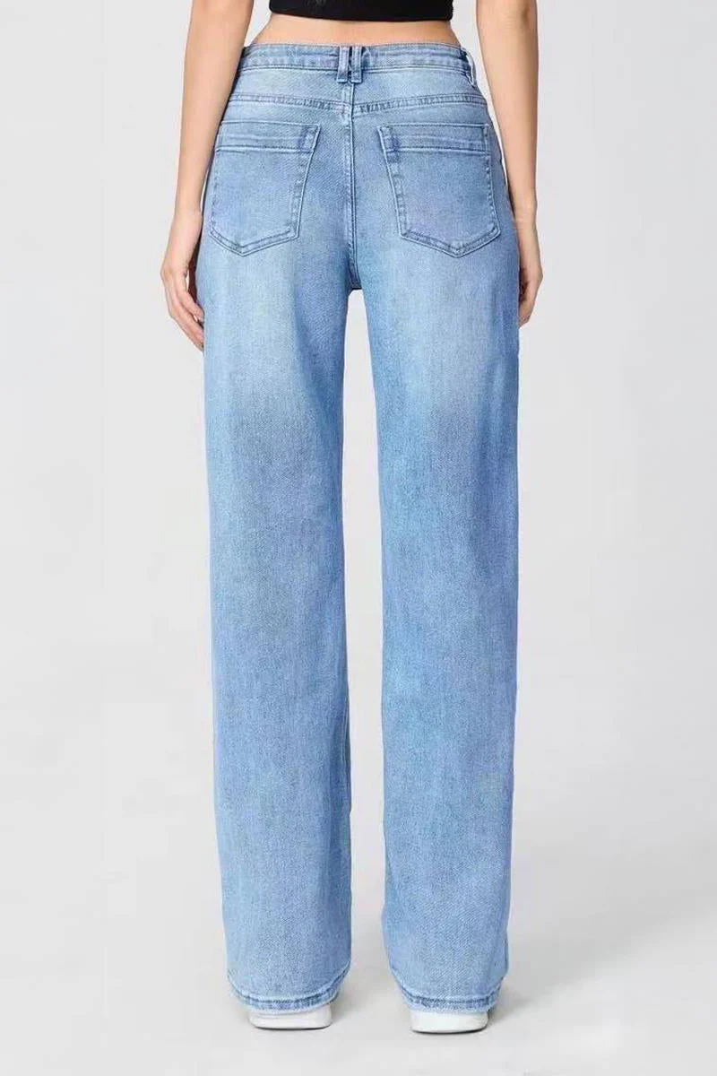 Katchme Casual Patchwork Irregular Stitching Flared Jeans - Image 4