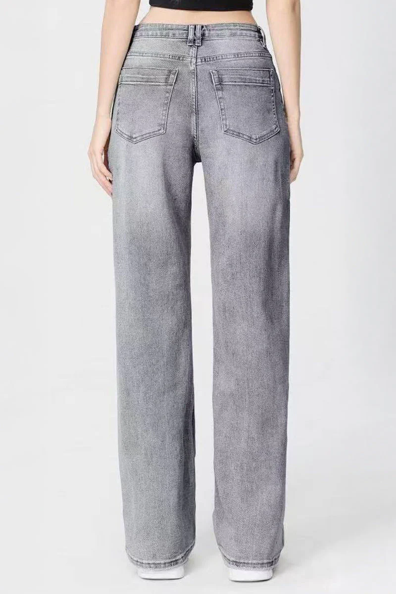 Katchme Casual Patchwork Irregular Stitching Flared Jeans - Image 6