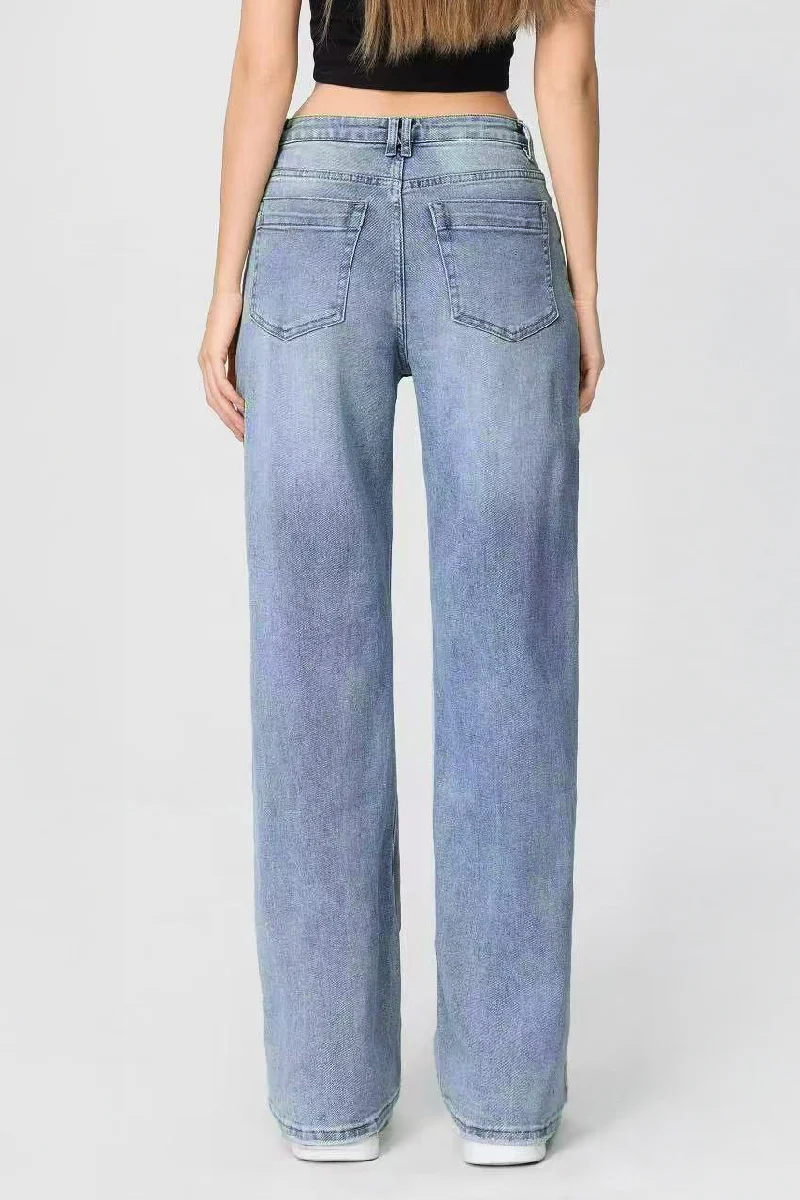 Katchme Casual Patchwork Irregular Stitching Flared Jeans - Image 8