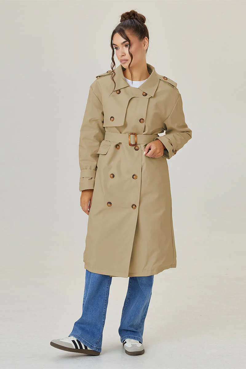 Katchme Double Breasted Belted Fleece Lined Trench Coat - Image 10