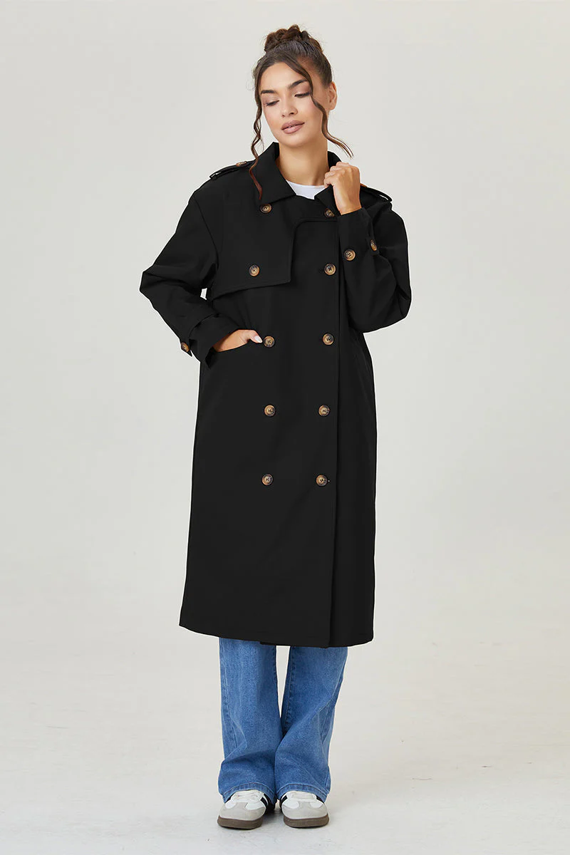 Katchme Double Breasted Belted Fleece Lined Trench Coat - Image 13