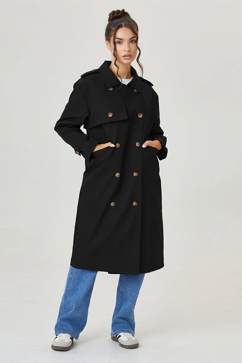 Katchme Double Breasted Belted Fleece Lined Trench Coat - Image 14