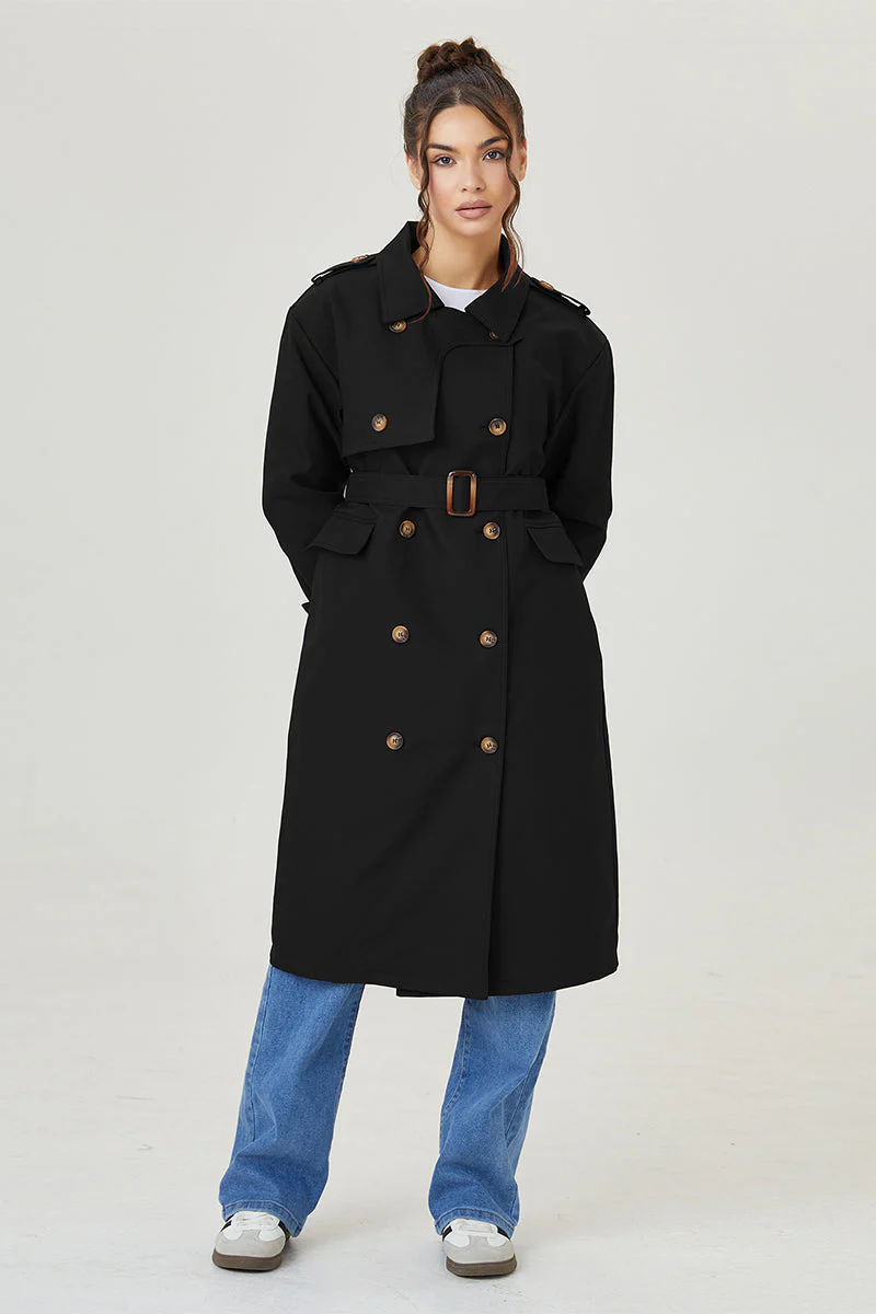 Katchme Double Breasted Belted Fleece Lined Trench Coat - Image 15