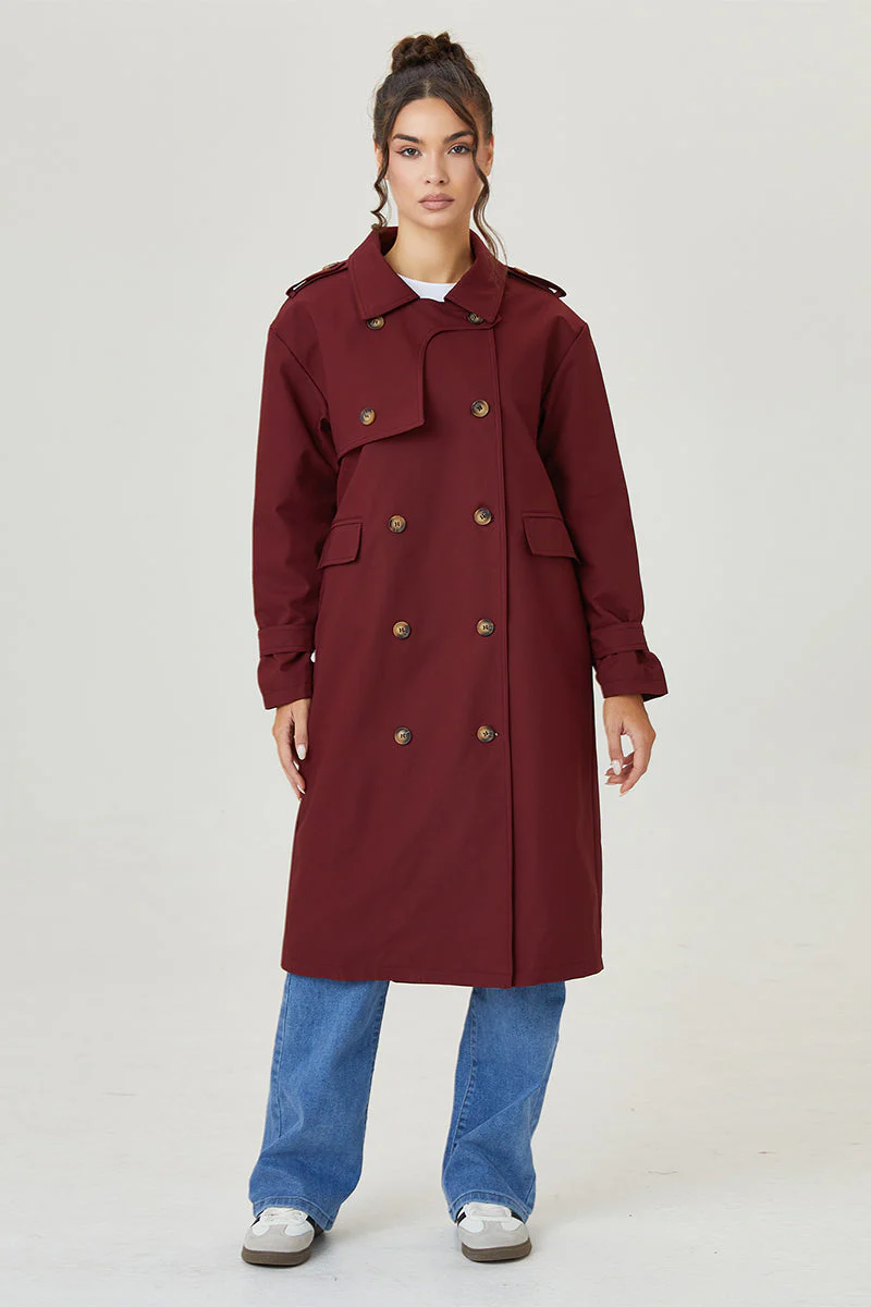 Katchme Double Breasted Belted Fleece Lined Trench Coat - Image 18