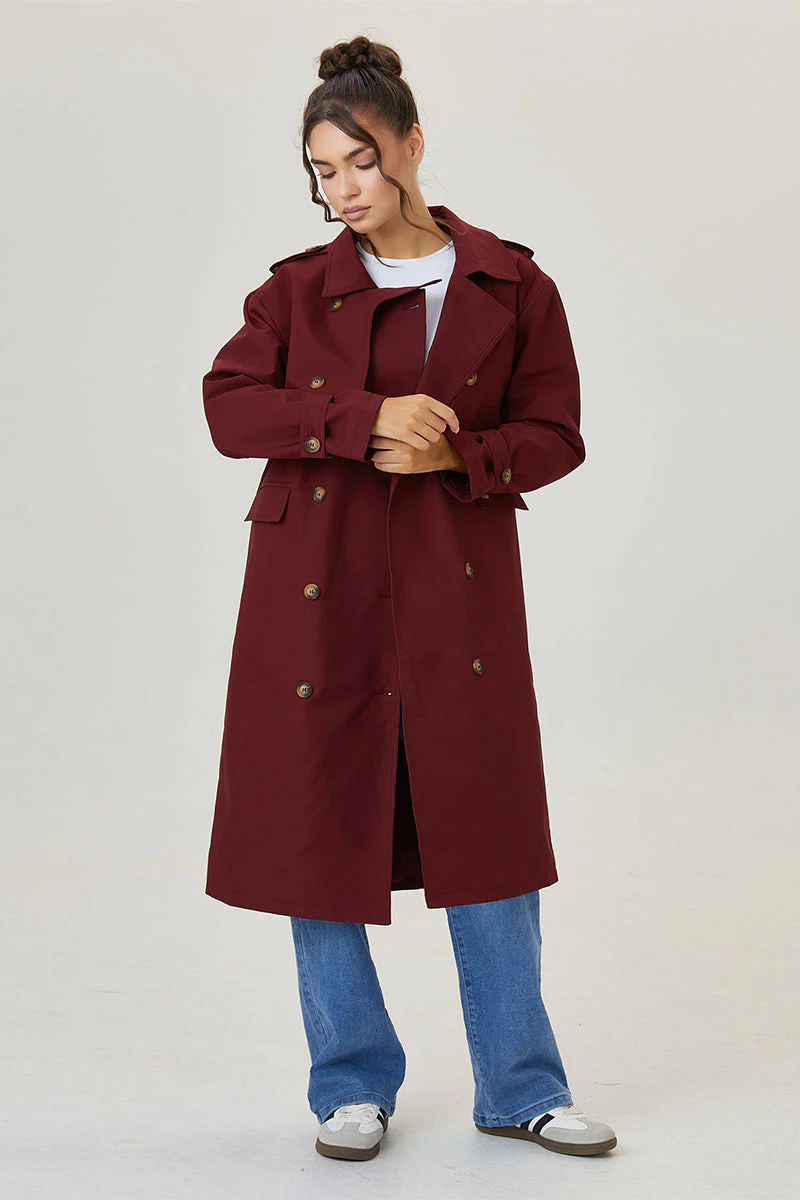Katchme Double Breasted Belted Fleece Lined Trench Coat - Image 19