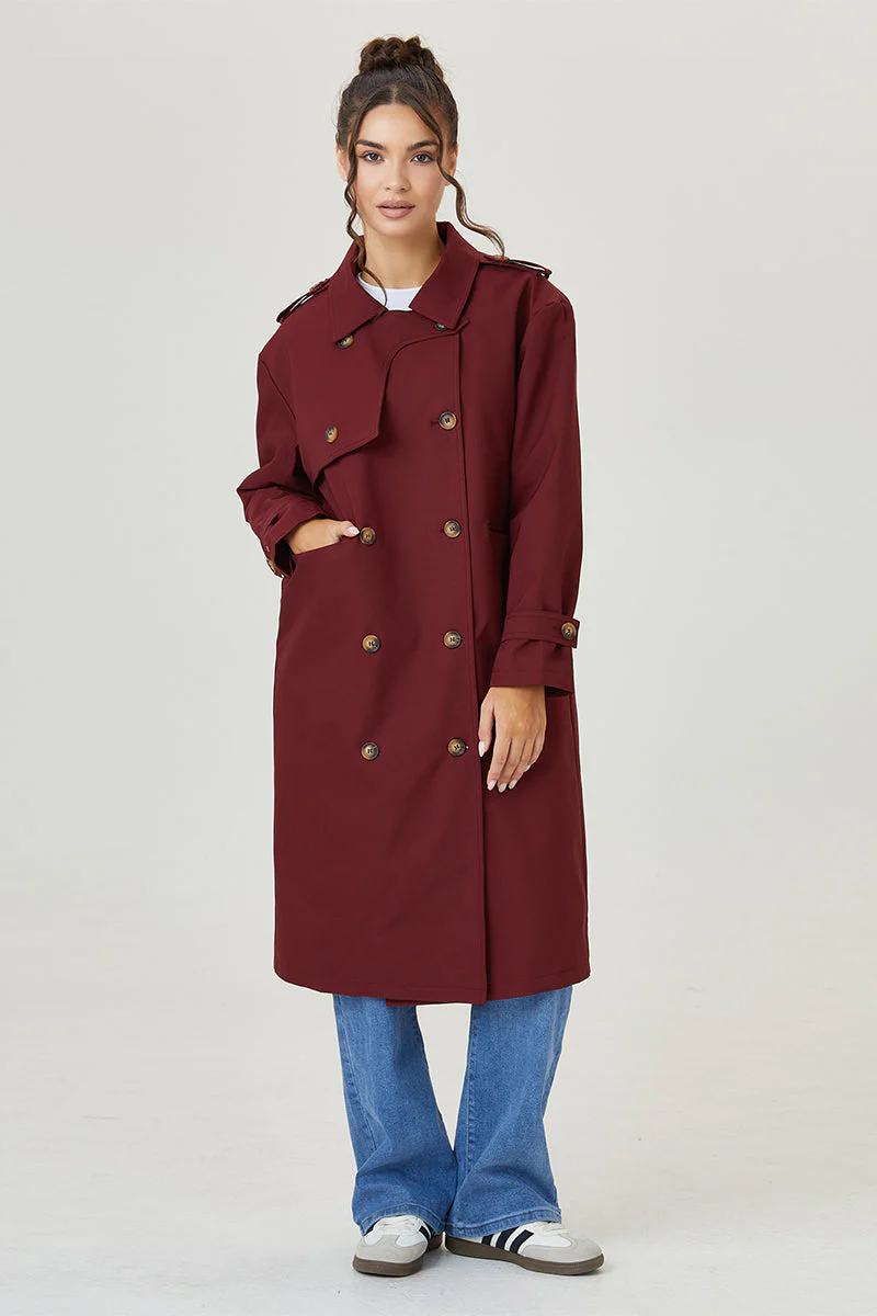 Katchme Double Breasted Belted Fleece Lined Trench Coat - Image 20