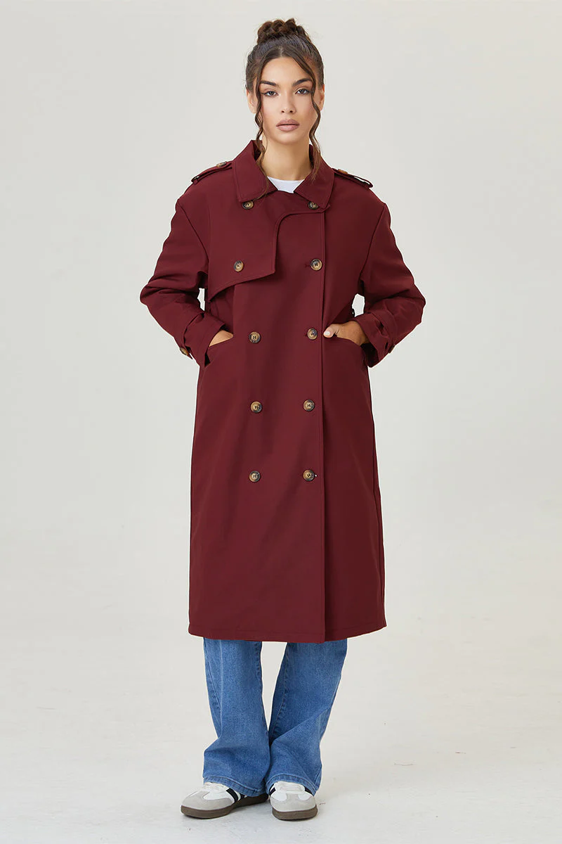 Katchme Double Breasted Belted Fleece Lined Trench Coat - Image 21