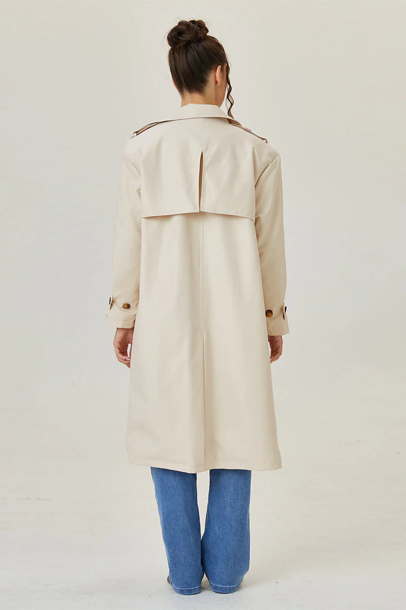 Katchme Double Breasted Belted Fleece Lined Trench Coat - Image 4