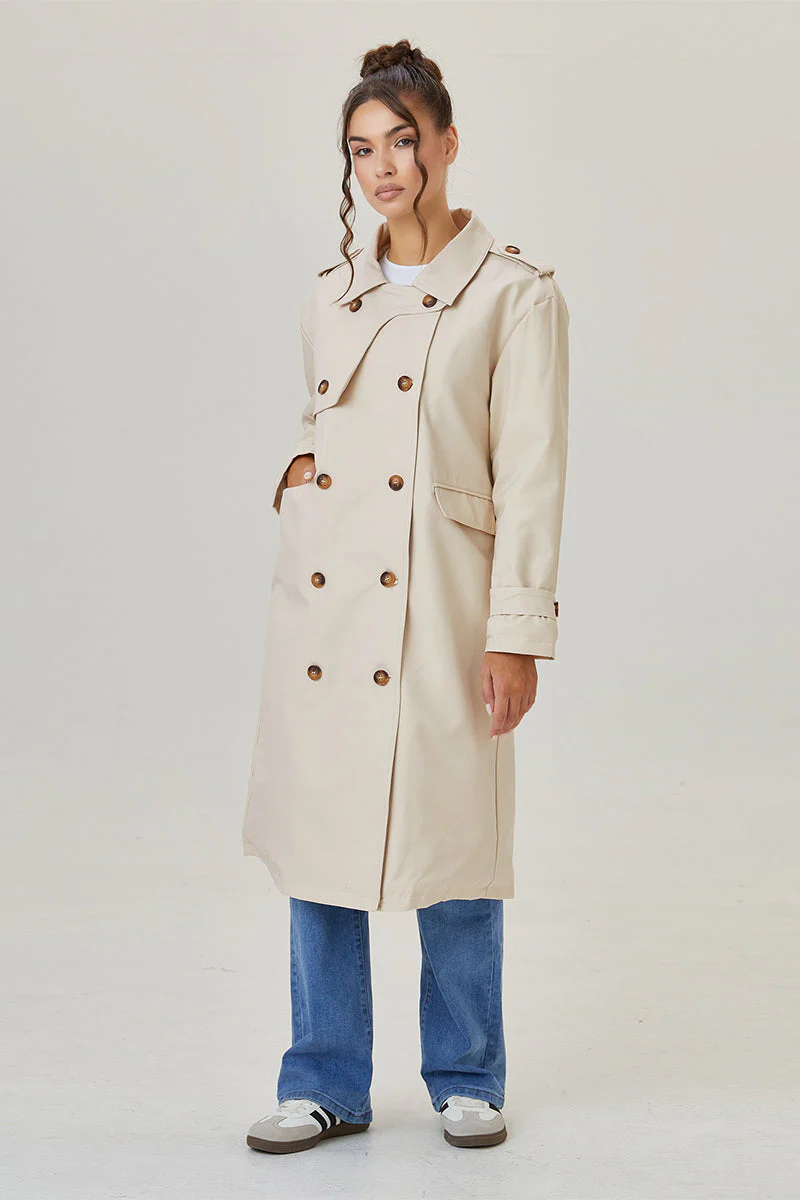 Katchme Double Breasted Belted Fleece Lined Trench Coat - Image 5