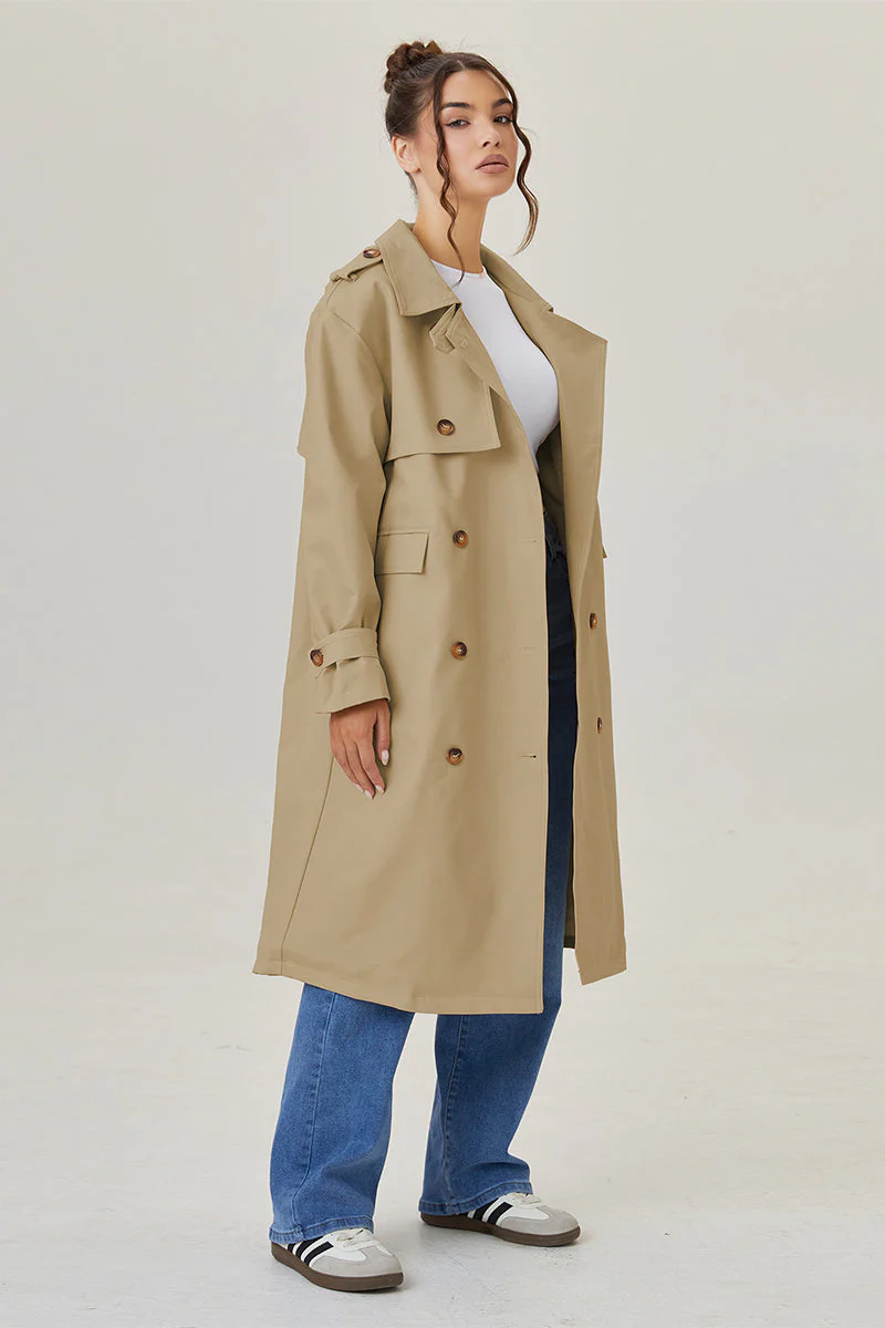 Katchme Double Breasted Belted Fleece Lined Trench Coat - Image 7