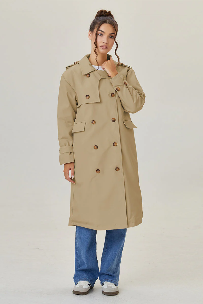 Katchme Double Breasted Belted Fleece Lined Trench Coat - Image 8