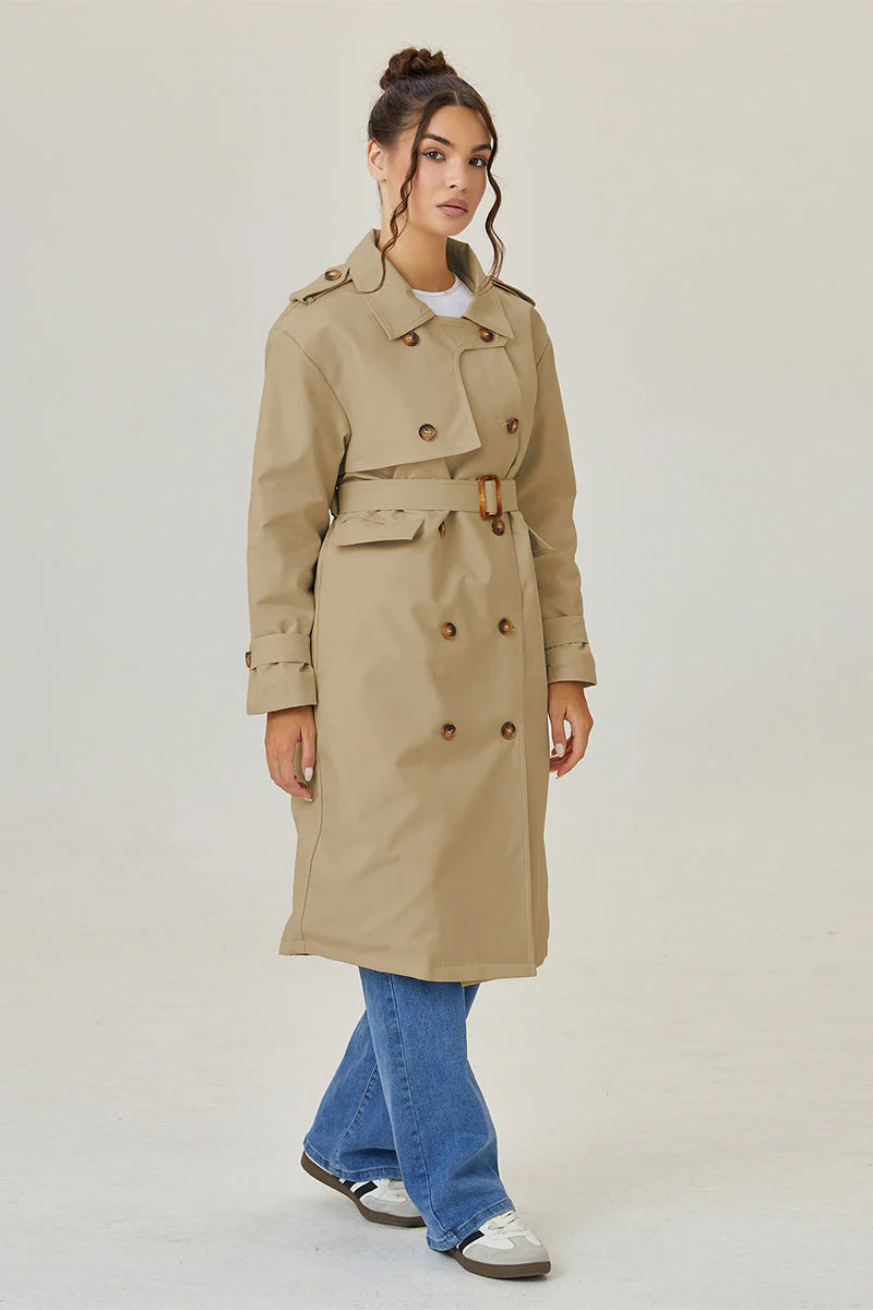 Katchme Double Breasted Belted Fleece Lined Trench Coat - Image 9