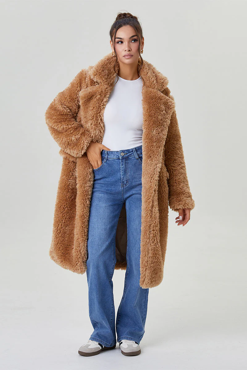 Katchme Notch Lapel Fluffy Double Breasted Winter Jacket - Image 10