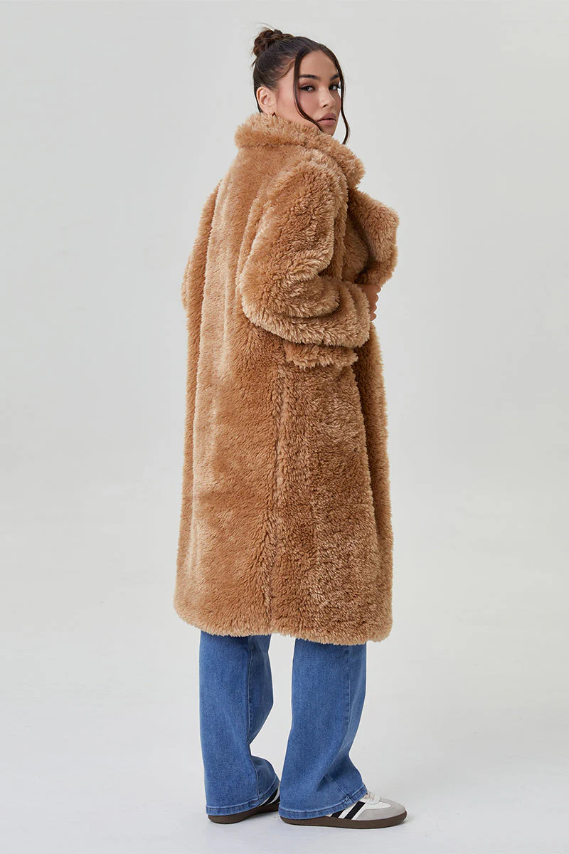Katchme Notch Lapel Fluffy Double Breasted Winter Jacket - Image 11