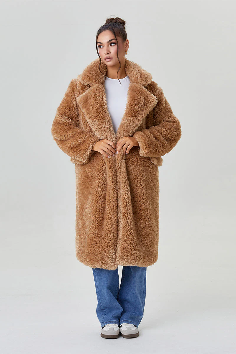Katchme Notch Lapel Fluffy Double Breasted Winter Jacket - Image 13