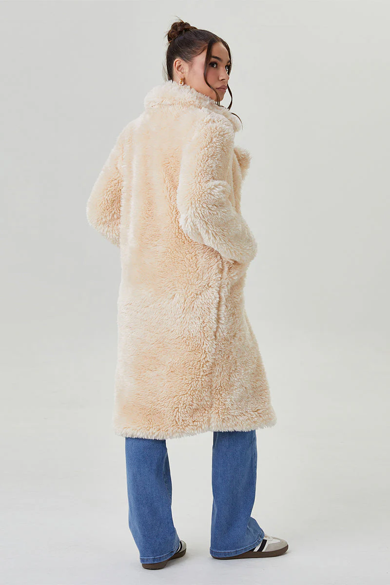 Katchme Notch Lapel Fluffy Double Breasted Winter Jacket - Image 14