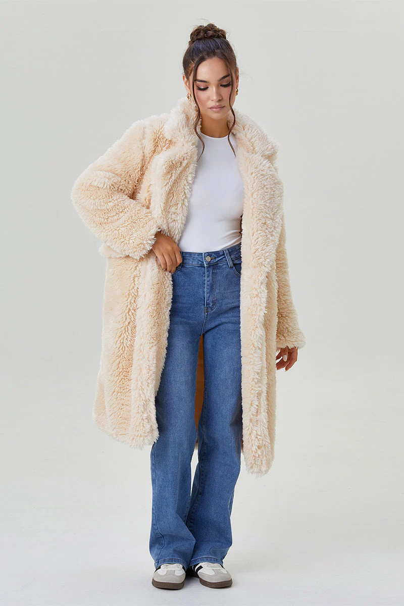 Katchme Notch Lapel Fluffy Double Breasted Winter Jacket - Image 16