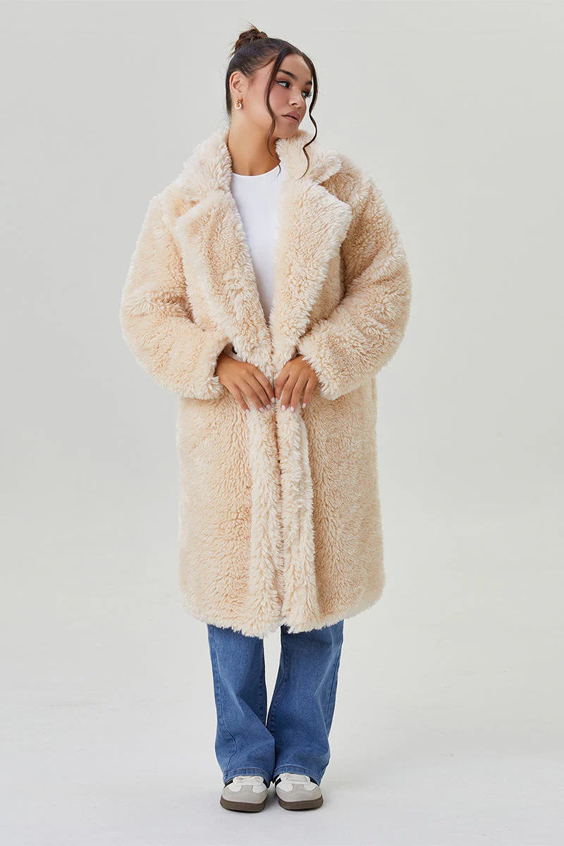 Katchme Notch Lapel Fluffy Double Breasted Winter Jacket - Image 17
