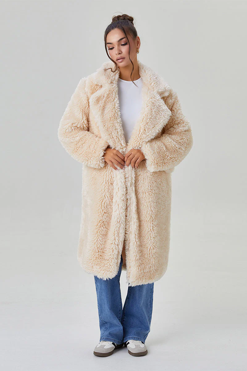 Katchme Notch Lapel Fluffy Double Breasted Winter Jacket - Image 18
