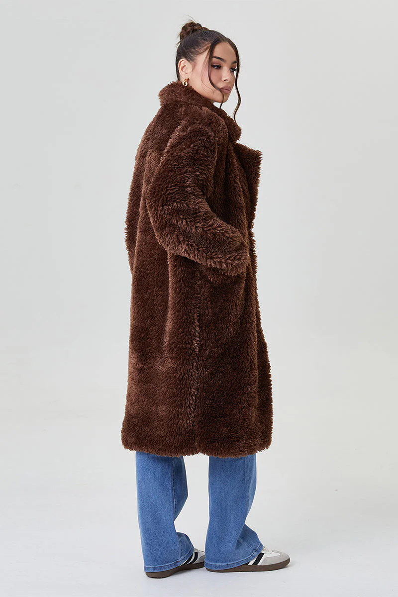 Katchme Notch Lapel Fluffy Double Breasted Winter Jacket - Image 2