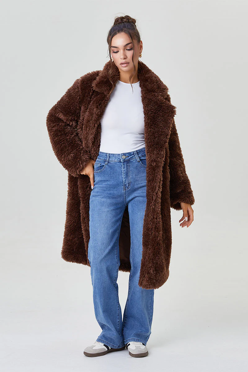 Katchme Notch Lapel Fluffy Double Breasted Winter Jacket - Image 4