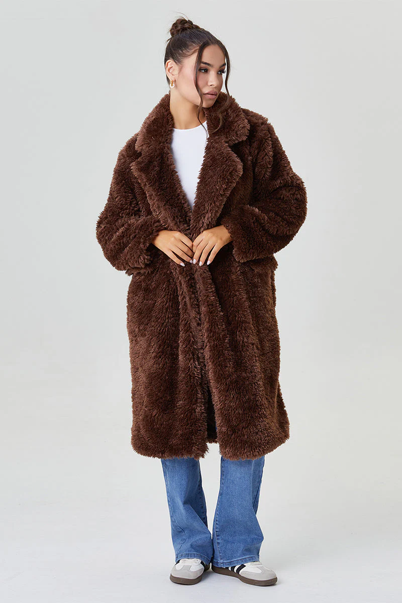 Katchme Notch Lapel Fluffy Double Breasted Winter Jacket - Image 5