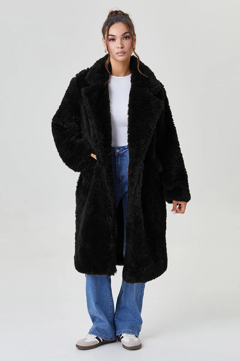 Katchme Notch Lapel Fluffy Double Breasted Winter Jacket - Image 6