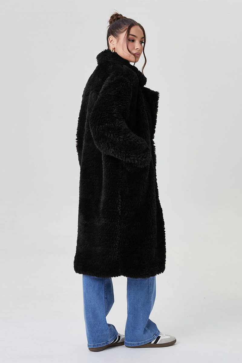 Katchme Notch Lapel Fluffy Double Breasted Winter Jacket - Image 8