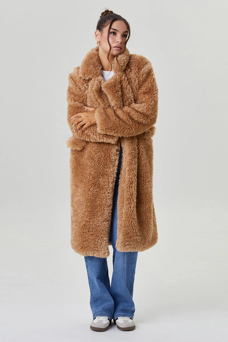 Katchme Notch Lapel Fluffy Double Breasted Winter Jacket - Image 9
